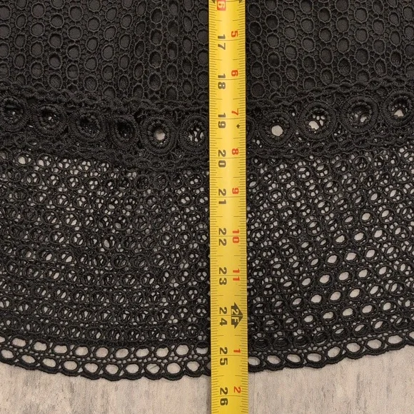 Le Château Black Eyelet Lace Midi Skirt Mesh Inset Boho Festival Size 10 - Picture 15 of 15